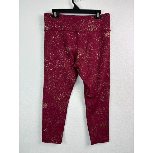 Zyia Active women's 16-18 red gold metallic splatter‎ cropped athletic leggings - Picture 4 of 6